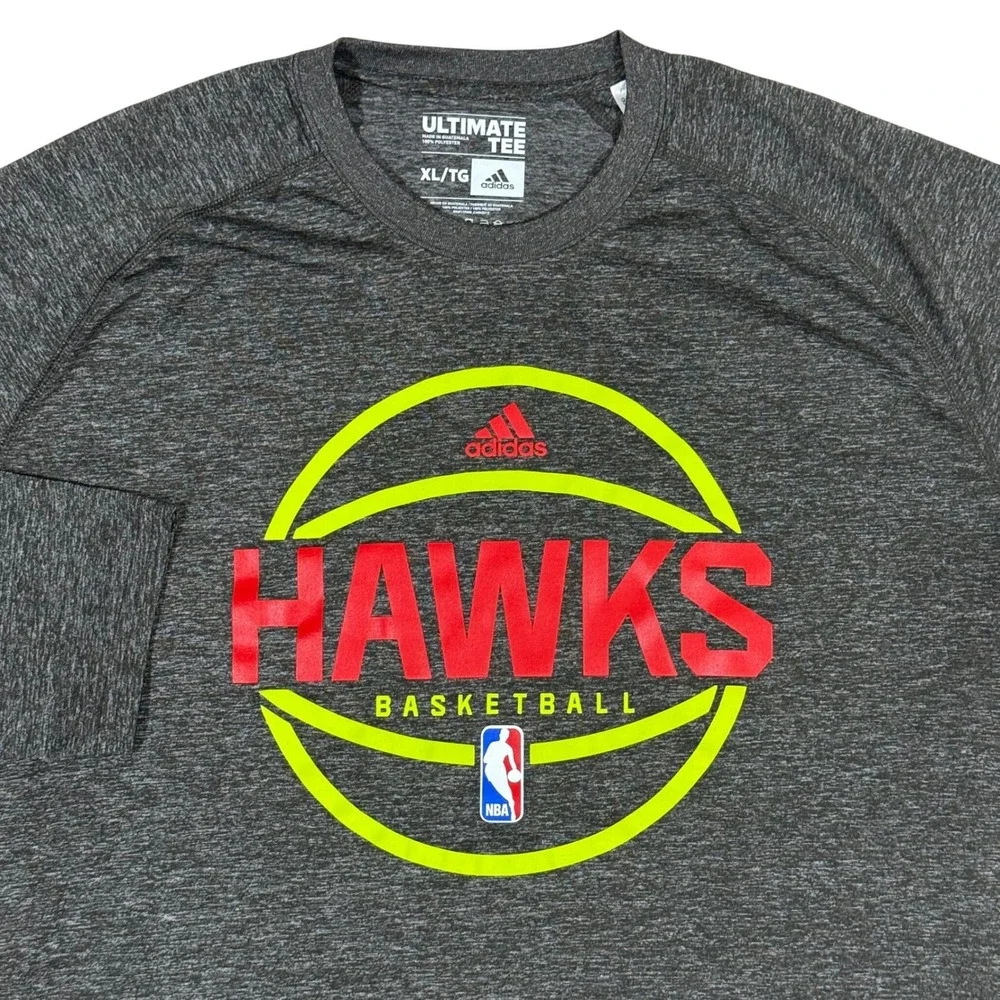 Atlanta Hawks adidas Long Sleeve Shirt Men's XL NBA Ultimate Tee Gray Basketball